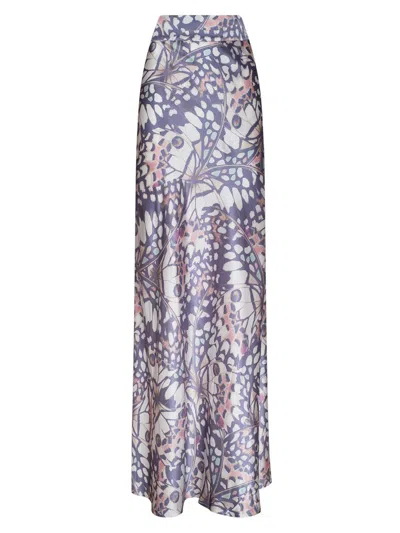 L'agence Women's Ryker Butterfly-print Silk Maxi Skirt In Blue
