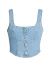 L'agence Saga Button-front Denim Top In Blue