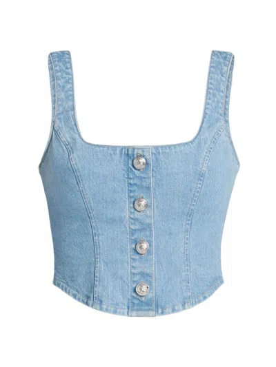 L'AGENCE WOMEN'S SAGA DENIM BUTTON-FRONT TANK