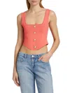L'agence Women's Saga Knit Corset Button-front Top In Pink