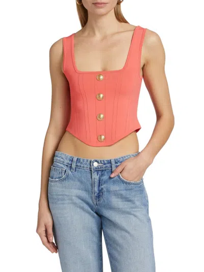 L'agence Women's Saga Knit Corset Button-front Top In Pink