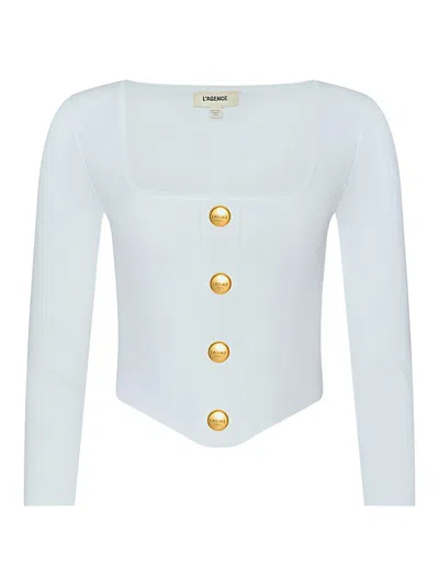 L'agence Sasha 3/4 Knit Corset Top In Blue