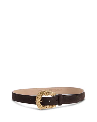 L'agence Women's Sedaris Feathered Buckle Suede Belt In Red