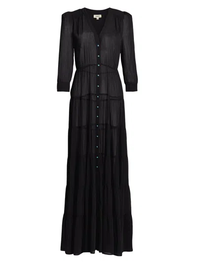 L'agence Seraphina Tiered With Slip Maxi Dress In Black