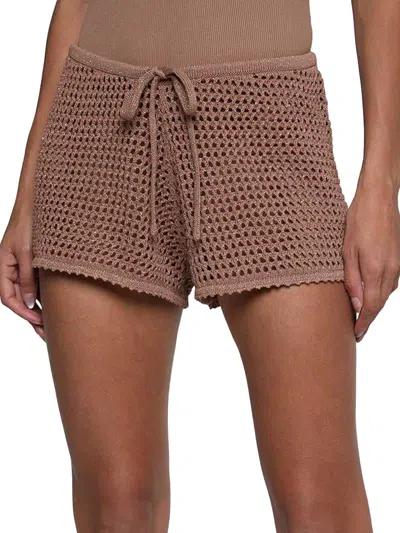 L'agence Solan Pointelle Knit Short In Macadamia In Brown