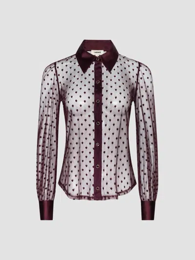 L'agence Women's Sophie Sheer Swiss Dot Blouse In Burgundy