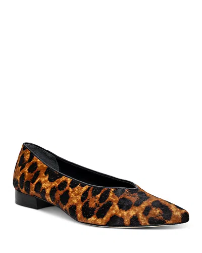 L'AGENCE L'AGENCE WOMEN'S SUZANNE II LEOPARD PRINT CALF HAIR FLATS