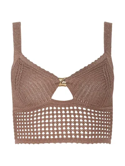 L'agence Tracy Pointelle Knit Bralette In Hazelnut