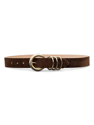 L'agence Women's Two-tone Buckle Suede Belt In Brown