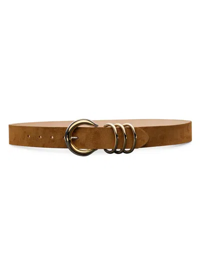 L'agence Women's Two-tone Buckle Suede Belt In Brown