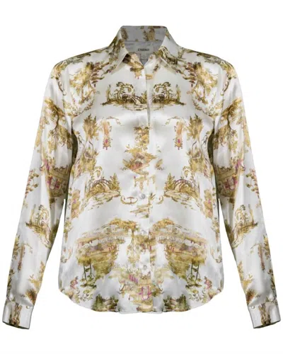 L'agence Women's Tyler Long Sleeve Blouse In Ecru Multi Chinoiserie