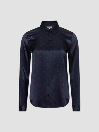 L'agence Women's Tyler Polka Dot Silk Blouse In Blue