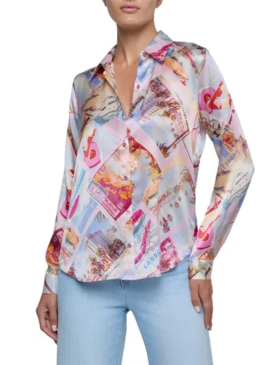 L'agence Women's Tyler Postcard-print Silk Blouse In Multi