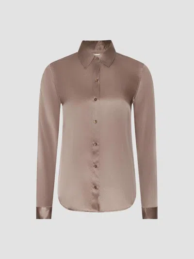 L'agence Women's Tyler Silk Satin Blouse In Brown