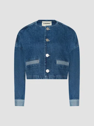L'agence Women's Verona Collarless Denim Jacket In Goleta