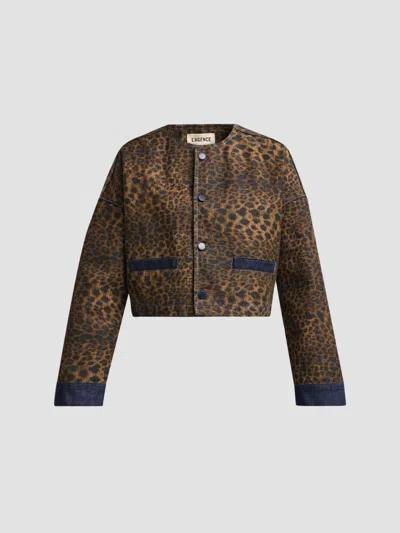 L'agence Women's Verona Leopard-print Crop Denim Jacket In Brown