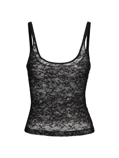 L'agence Women's Vinka Lace Semi-sheer Tank In Black