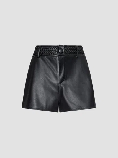 L'agence Women's Virelle Braided-waistband Faux-leather Shorts In Black