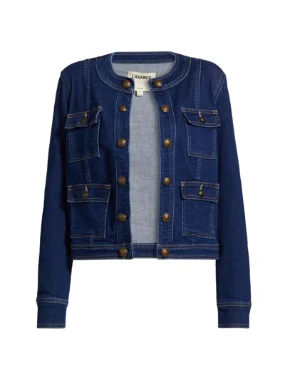 L'agence Yari Collarless Jacket In Blue