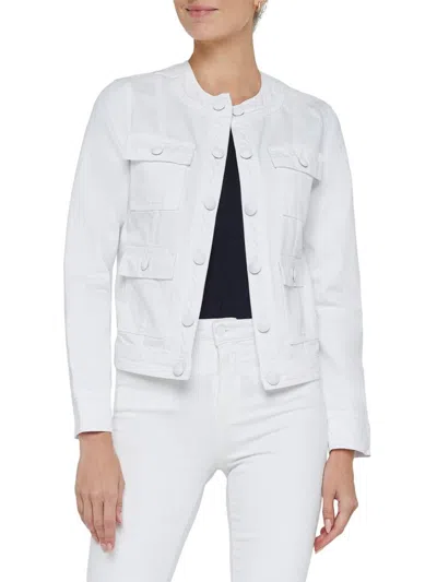 L'agence Women's Yari Denim Collarless Jacket In White