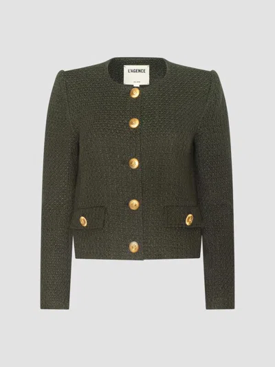 L'agence Women's Zell Collarless Jacket In Green