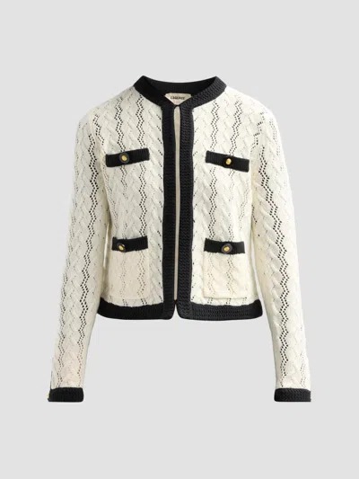 L'agence Women's Zephyra Pointelle-knit Cardigan In Ivory Black