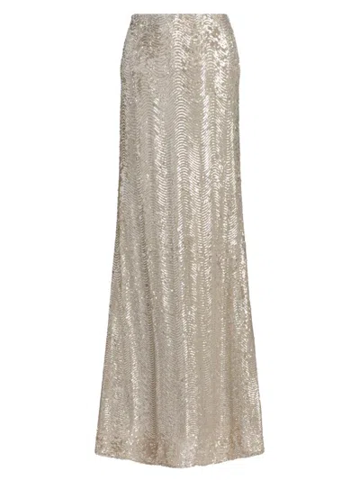 L'agence Women's Zeta Sequin Wave Maxi Skirt