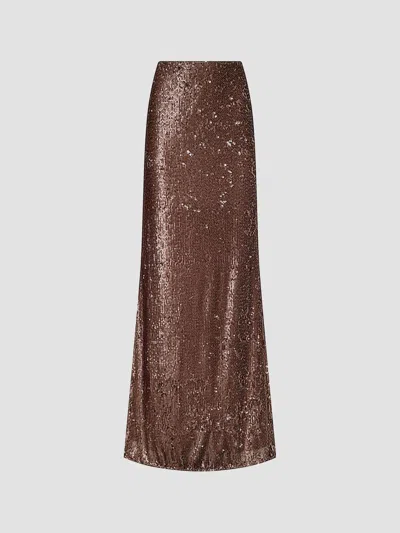 L'agence Zeta Sequined Maxi Skirt In Brown