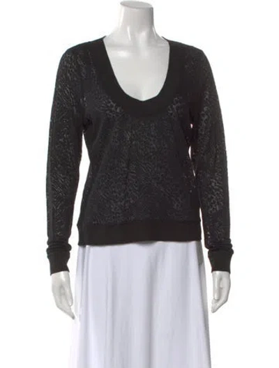 Pre-owned L'agence Wool Animal Print Top In Black
