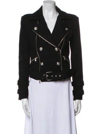 Pre-owned L'agence Wool Biker Jacket In Black