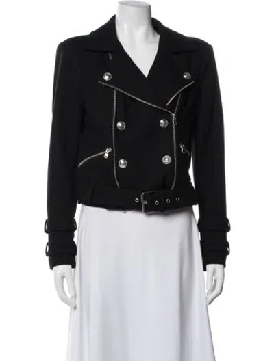 Pre-owned L'agence Wool Biker Jacket In Black