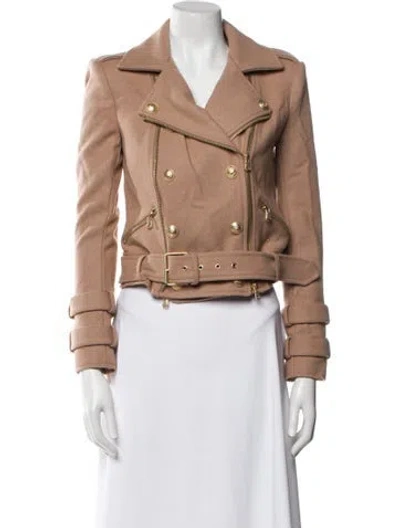 Pre-owned L'agence Wool Biker Jacket In Neutral