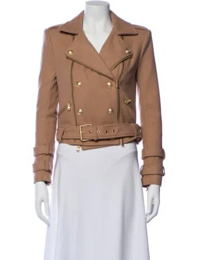 Pre-owned L'agence Wool Biker Jacket In Neutral