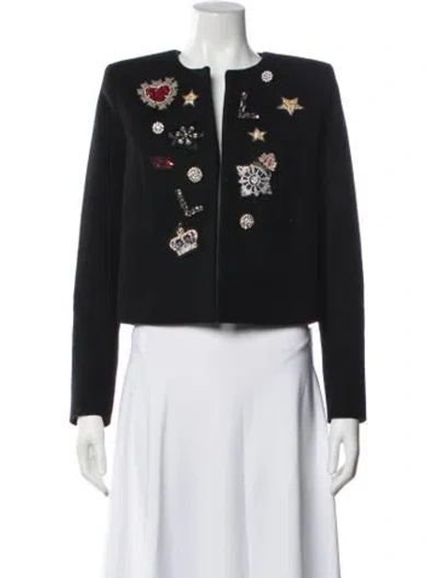 Pre-owned L'agence Wool Graphic Print Jacket In Black