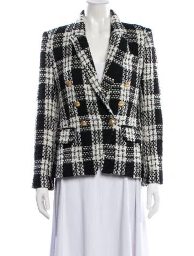 Pre-owned L'agence Wool Plaid Print Blazer In Multi
