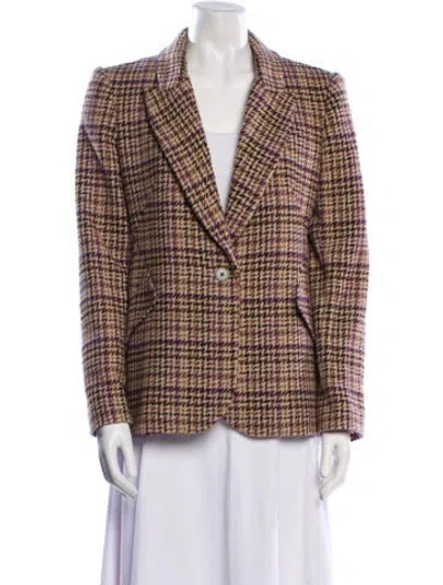 Pre-owned L'agence Wool Plaid Print Blazer In Multi