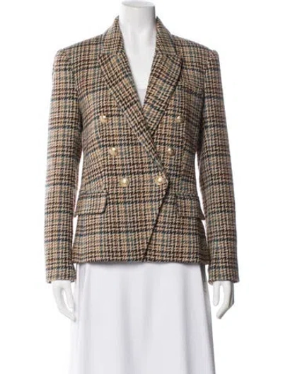 Pre-owned L'agence Wool Plaid Print Blazer In Multi