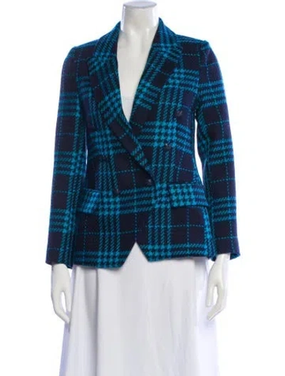 Pre-owned L'agence Wool Plaid Print Blazer In Multi