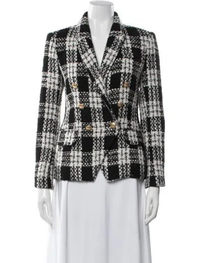 Pre-owned L'agence Wool Plaid Print Blazer In Multi