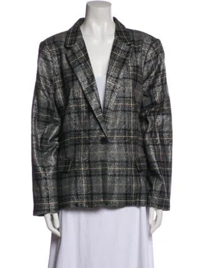 Pre-owned L'agence Wool Plaid Print Blazer In Multi