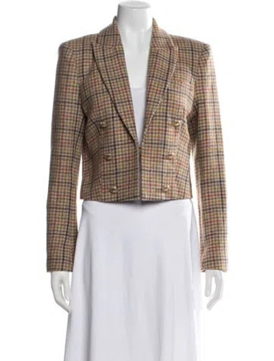 Pre-owned L'agence Wool Plaid Print Blazer In Multicolor