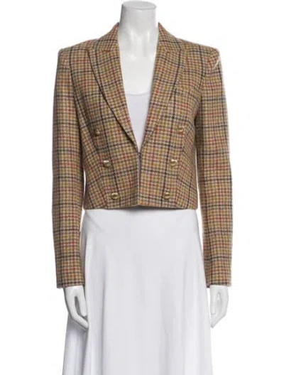 Pre-owned L'agence Wool Plaid Print Blazer In Neutral