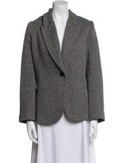 Pre-owned L'agence Wool Printed Blazer In Gray