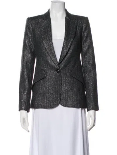 Pre-owned L'agence Wool Printed Blazer In Gray
