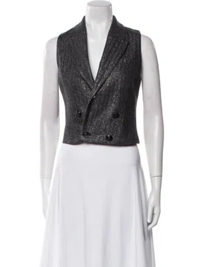 Pre-owned L'agence Wool Printed Vest In Gray