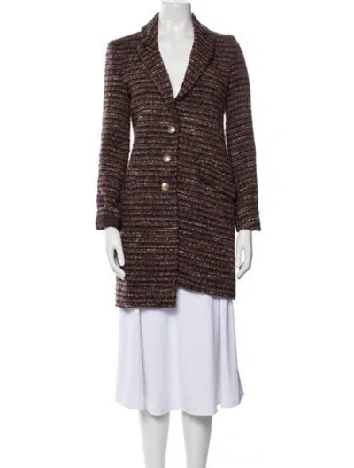 Pre-owned L'agence Wool Tweed Pattern Blazer In Brown