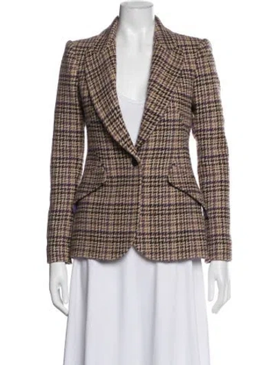 Pre-owned L'agence Wool Tweed Pattern Blazer In Brown