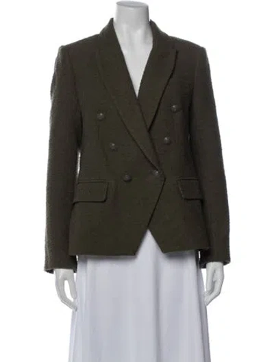 Pre-owned L'agence Wool Tweed Pattern Blazer In Green