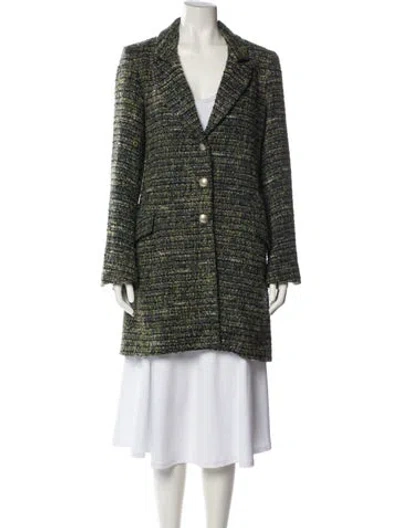 Pre-owned L'agence Wool Tweed Pattern Coat In Green