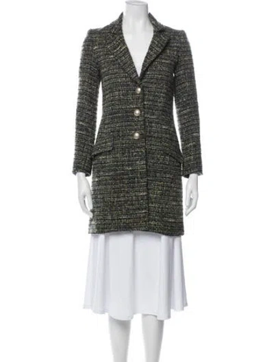 Pre-owned L'agence Wool Tweed Pattern Coat In Green